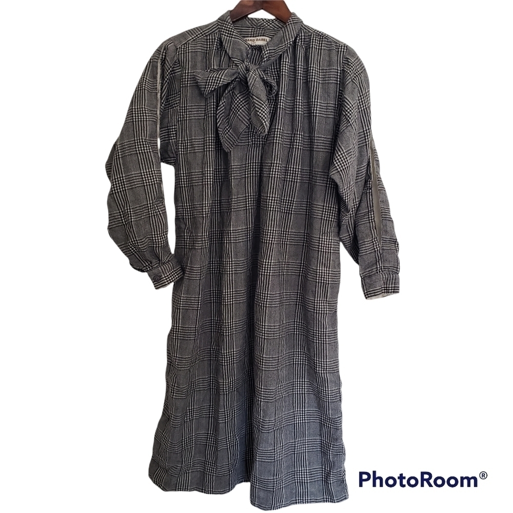Gerard Darel Paris Vintage Plaid Shirt Dress Womens Size 42 Large Lagenlook